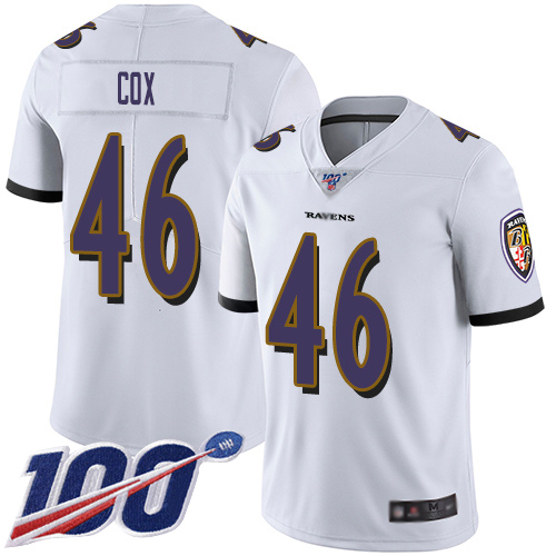 Baltimore Ravens Limited White Men Morgan Cox Road Jersey NFL Football #46 100th Season Vapor Untouchable->women nfl jersey->Women Jersey